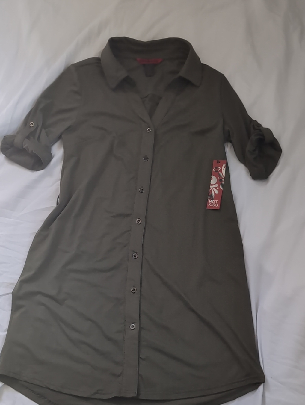 Hot Kiss Dark Green Shirtdress - READ DESCRIPTION